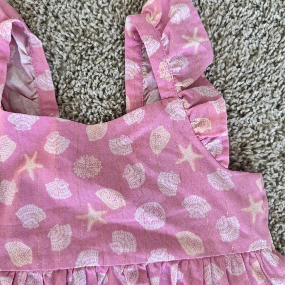 OshKosh Toddler Girl Pink Seashell Print Sundress Summer Dress beach- Size 4T